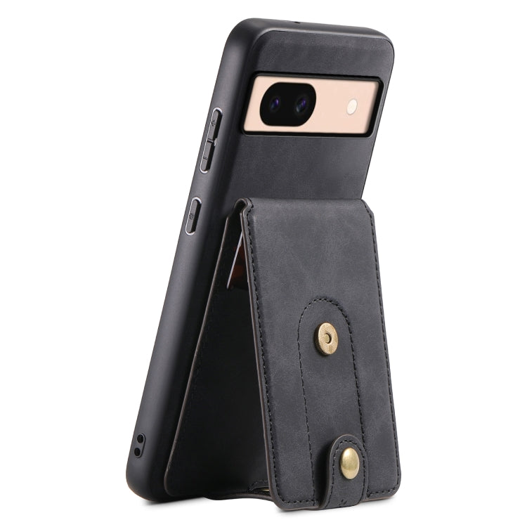 For Google Pixel 8a Denior D14 NK Retro Pattern MagSafe Magnetic Card Holder Leather Phone Case(Black) - Google Cases by Denior | Online Shopping South Africa | PMC TechLife | Buy Now Pay Later Mobicred