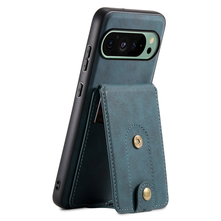 For Google Pixel 9 Denior D14 NK Retro Pattern MagSafe Magnetic Card Holder Leather Phone Case(Blue) - Google Cases by Denior | Online Shopping South Africa | PMC Jewellery | Buy Now Pay Later Mobicred