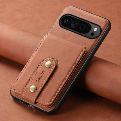 For Google Pixel 9 Pro Denior D14 NK Retro Pattern MagSafe Magnetic Card Holder Leather Phone Case(Brown) - Google Cases by Denior | Online Shopping South Africa | PMC Jewellery | Buy Now Pay Later Mobicred