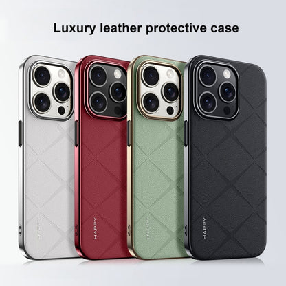 For iPhone 16 Pro Plain Leather PC Phone Case(Green) - iPhone 16 Pro Cases by PMC Jewellery | Online Shopping South Africa | PMC Jewellery | Buy Now Pay Later Mobicred