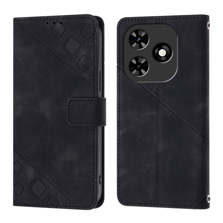 For Tecno Spark Go 2024 / Spark 20C Skin Feel Embossed Leather Phone Case(Black) - Tecno Cases by PMC Jewellery | Online Shopping South Africa | PMC Jewellery | Buy Now Pay Later Mobicred