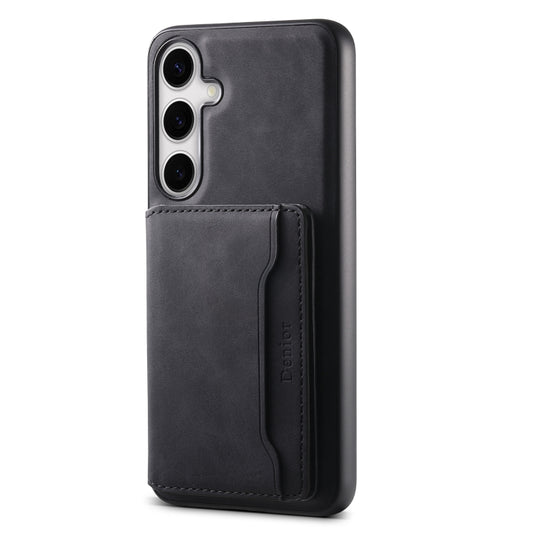 For Samsung Galaxy S24+ 5G Denior D13 Retro Texture Leather MagSafe Card Bag Phone Case(Black) - Galaxy S24+ 5G Cases by Denior | Online Shopping South Africa | PMC Jewellery | Buy Now Pay Later Mobicred