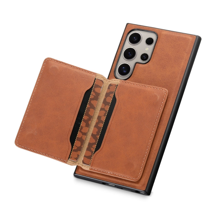 For Samsung Galaxy S24 Ultra 5G Denior D13 Retro Texture Leather MagSafe Card Bag Phone Case(Brown) - Galaxy S24 Ultra 5G Cases by Denior | Online Shopping South Africa | PMC Jewellery | Buy Now Pay Later Mobicred