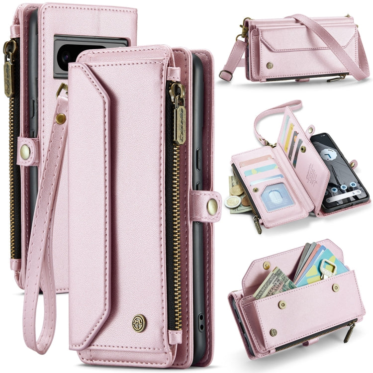 For Google Pixel 8 Pro CaseMe C36 Card Slots Zipper Wallet RFID Anti-theft Leather Phone Case(Pink) - Google Cases by CaseMe | Online Shopping South Africa | PMC Jewellery | Buy Now Pay Later Mobicred