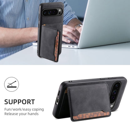 For Google Pixel 9 Pro Denior D13 Retro Texture Leather MagSafe Card Bag Phone Case(Black) - Google Cases by Denior | Online Shopping South Africa | PMC Jewellery | Buy Now Pay Later Mobicred