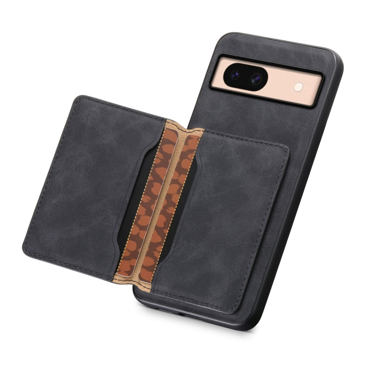 For Google Pixel 8a Denior D13 Retro Texture Leather MagSafe Card Bag Phone Case(Black) - Google Cases by Denior | Online Shopping South Africa | PMC Jewellery | Buy Now Pay Later Mobicred