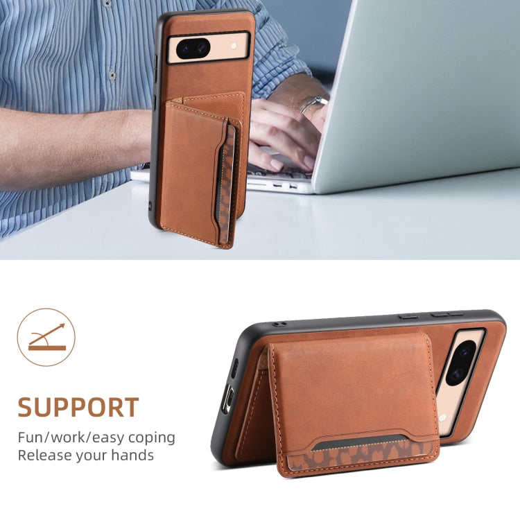 For Google Pixel 8a Denior D13 Retro Texture Leather MagSafe Card Bag Phone Case(Brown) - Google Cases by Denior | Online Shopping South Africa | PMC Jewellery | Buy Now Pay Later Mobicred