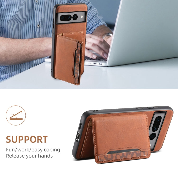 For Google Pixel 7 Pro 5G Denior D13 Retro Texture Leather MagSafe Card Bag Phone Case(Brown) - Google Cases by Denior | Online Shopping South Africa | PMC Jewellery | Buy Now Pay Later Mobicred