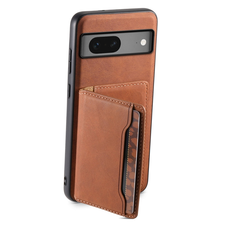 For Google Pixel 7 5G Denior D13 Retro Texture Leather MagSafe Card Bag Phone Case(Brown) - Google Cases by Denior | Online Shopping South Africa | PMC Jewellery | Buy Now Pay Later Mobicred