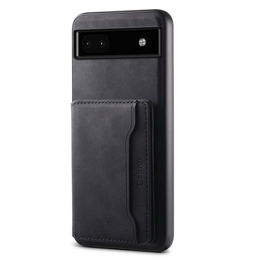 For Google Pixel 6a Denior D13 Retro Texture Leather MagSafe Card Bag Phone Case(Black) - Google Cases by Denior | Online Shopping South Africa | PMC Jewellery | Buy Now Pay Later Mobicred