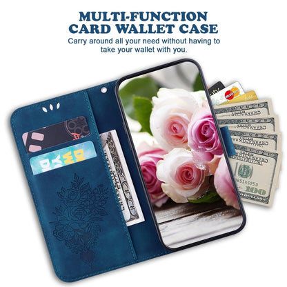 For iPhone 16 Pro Max Butterfly Rose Embossed Leather Phone Case(Blue) - iPhone 16 Pro Max Cases by PMC Jewellery | Online Shopping South Africa | PMC Jewellery | Buy Now Pay Later Mobicred