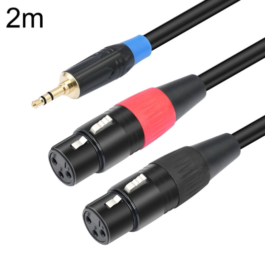 TC195BUXK107RE 3.5mm Male to Dual XLR 3pin Female Audio Cable, Length:2m(Black) - Microphone Audio Cable & Connector by PMC Jewellery | Online Shopping South Africa | PMC Jewellery | Buy Now Pay Later Mobicred