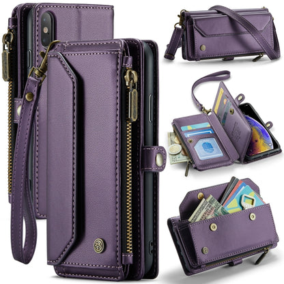 For iPhone XS / X CaseMe C36 Card Slots Zipper Wallet RFID Anti-theft Leather Phone Case(Purple) - More iPhone Cases by CaseMe | Online Shopping South Africa | PMC Jewellery | Buy Now Pay Later Mobicred