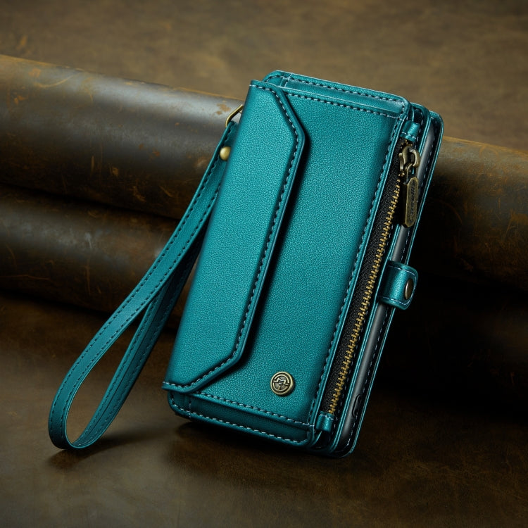 For iPhone XR CaseMe C36 Card Slots Zipper Wallet RFID Anti-theft Leather Phone Case(Blue-green) - More iPhone Cases by CaseMe | Online Shopping South Africa | PMC Jewellery | Buy Now Pay Later Mobicred