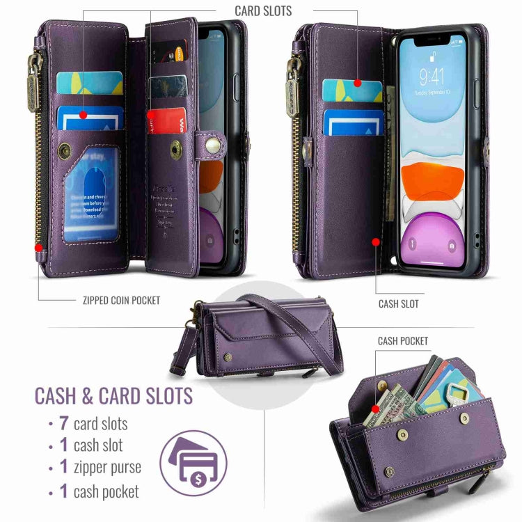 For iPhone 11 CaseMe C36 Card Slots Zipper Wallet RFID Anti-theft Leather Phone Case(Purple) - iPhone 11 Cases by CaseMe | Online Shopping South Africa | PMC Jewellery | Buy Now Pay Later Mobicred