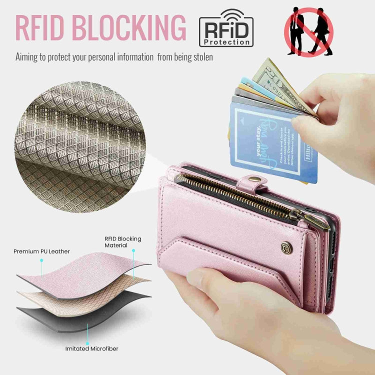 For iPhone 11 CaseMe C36 Card Slots Zipper Wallet RFID Anti-theft Leather Phone Case(Pink) - iPhone 11 Cases by CaseMe | Online Shopping South Africa | PMC Jewellery | Buy Now Pay Later Mobicred