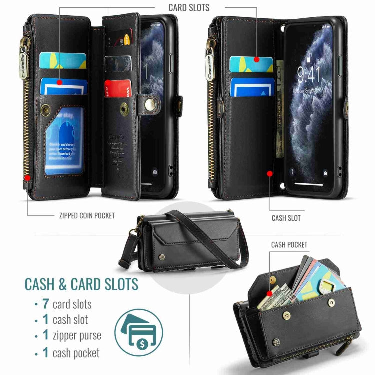 For iPhone 11 Pro CaseMe C36 Card Slots Zipper Wallet RFID Anti-theft Leather Phone Case(Black) - iPhone 11 Pro Cases by CaseMe | Online Shopping South Africa | PMC Jewellery | Buy Now Pay Later Mobicred