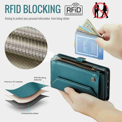 For iPhone 11 Pro Max CaseMe C36 Card Slots Zipper Wallet RFID Anti-theft Leather Phone Case(Blue-green) - iPhone 11 Pro Max Cases by CaseMe | Online Shopping South Africa | PMC Jewellery | Buy Now Pay Later Mobicred