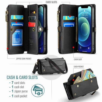 For iPhone 12 CaseMe C36 Card Slots Zipper Wallet RFID Anti-theft Leather Phone Case(Black) - iPhone 12 / 12 Pro Cases by CaseMe | Online Shopping South Africa | PMC Jewellery | Buy Now Pay Later Mobicred