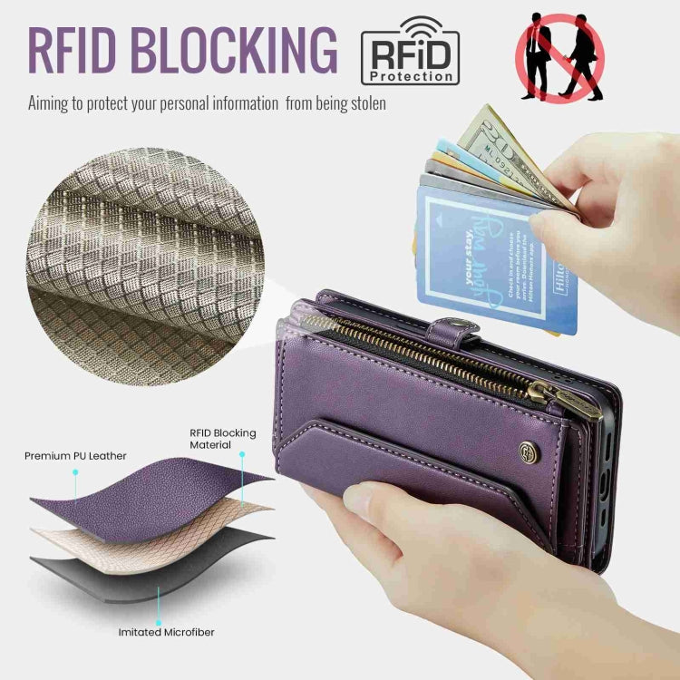 For iPhone 13 CaseMe C36 Card Slots Zipper Wallet RFID Anti-theft Leather Phone Case(Purple) - iPhone 13 Cases by CaseMe | Online Shopping South Africa | PMC Jewellery | Buy Now Pay Later Mobicred