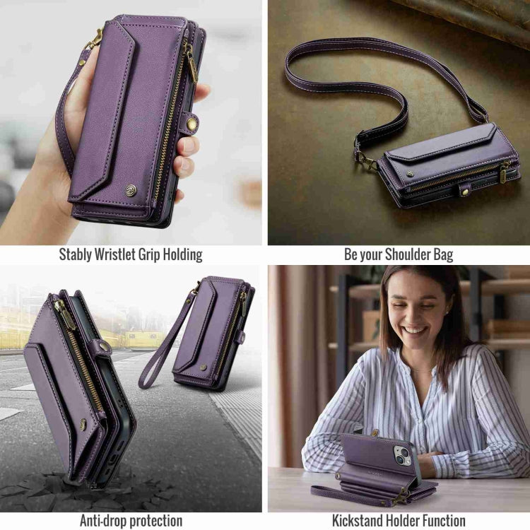 For iPhone 13 CaseMe C36 Card Slots Zipper Wallet RFID Anti-theft Leather Phone Case(Purple) - iPhone 13 Cases by CaseMe | Online Shopping South Africa | PMC Jewellery | Buy Now Pay Later Mobicred