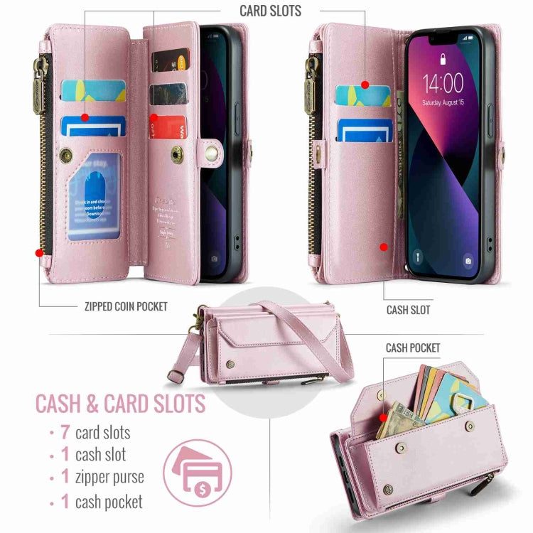 For iPhone 13 mini CaseMe C36 Card Slots Zipper Wallet RFID Anti-theft Leather Phone Case(Pink) - iPhone 13 mini Cases by CaseMe | Online Shopping South Africa | PMC Jewellery | Buy Now Pay Later Mobicred