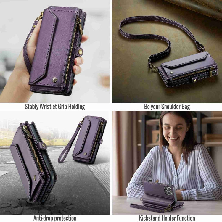 For iPhone 13 Pro CaseMe C36 Card Slots Zipper Wallet RFID Anti-theft Leather Phone Case(Purple) - iPhone 13 Pro Cases by CaseMe | Online Shopping South Africa | PMC Jewellery | Buy Now Pay Later Mobicred