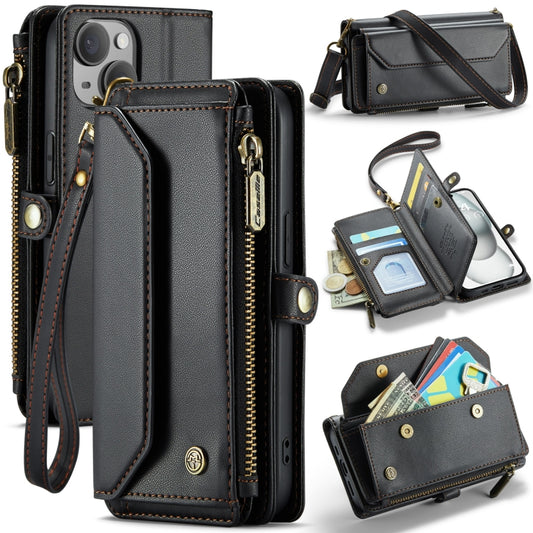 For iPhone 15 CaseMe C36 Card Slots Zipper Wallet RFID Anti-theft Leather Phone Case(Black) - iPhone 15 Cases by CaseMe | Online Shopping South Africa | PMC Jewellery | Buy Now Pay Later Mobicred