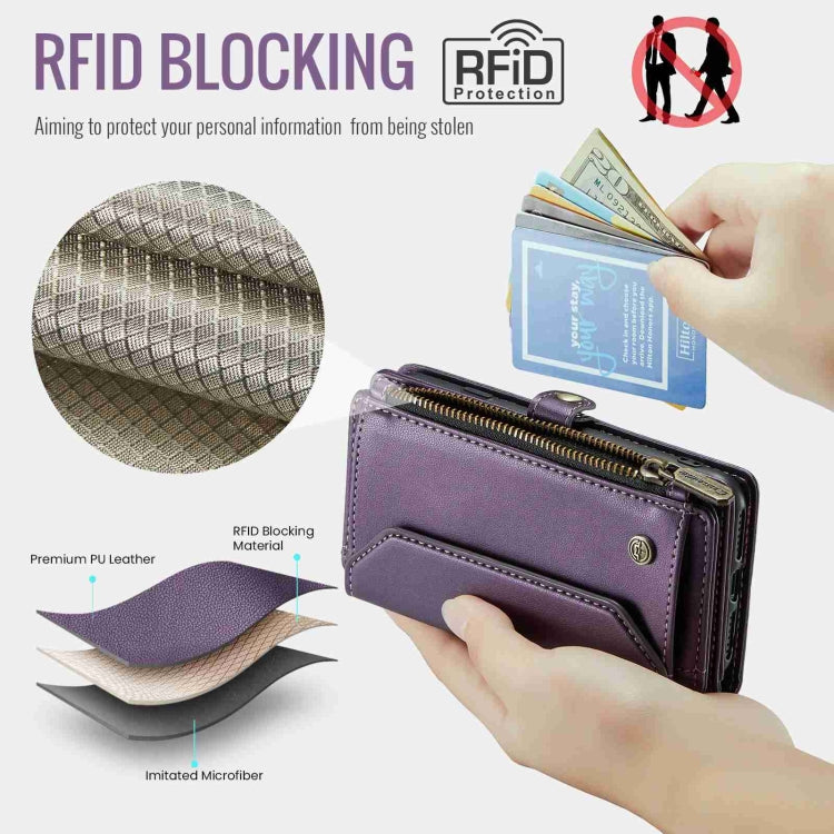 For iPhone 8 / 7 / 6 CaseMe C36 Card Slots Zipper Wallet RFID Anti-theft Leather Phone Case(Purple) - More iPhone Cases by CaseMe | Online Shopping South Africa | PMC Jewellery | Buy Now Pay Later Mobicred