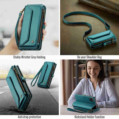 For Samsung Galaxy A12 5G CaseMe C36 Card Slots Zipper Wallet RFID Anti-theft Leather Phone Case(Blue-green) - Galaxy Phone Cases by CaseMe | Online Shopping South Africa | PMC Jewellery | Buy Now Pay Later Mobicred