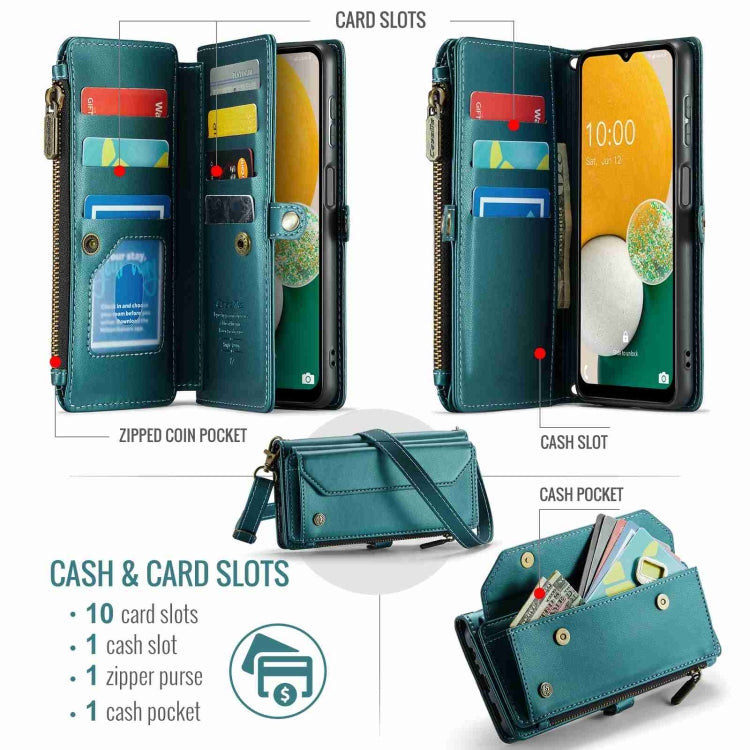 For Samsung Galaxy A13 5G / 4G CaseMe C36 Card Slots Zipper Wallet RFID Anti-theft Leather Phone Case(Blue-green) - Galaxy Phone Cases by CaseMe | Online Shopping South Africa | PMC Jewellery | Buy Now Pay Later Mobicred