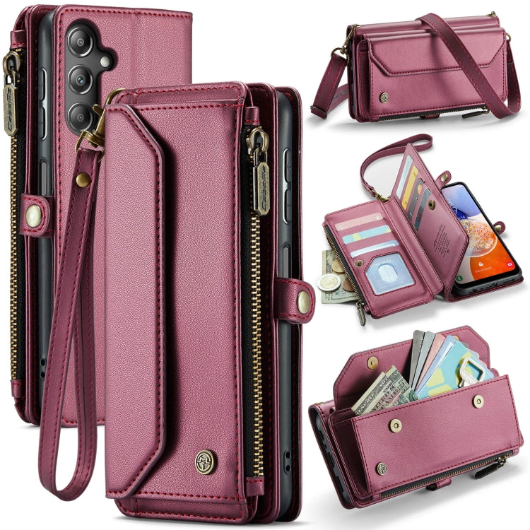 For Samsung Galaxy A14 5G / 4G CaseMe C36 Card Slots Zipper Wallet RFID Anti-theft Leather Phone Case(Wine Red) - Galaxy Phone Cases by CaseMe | Online Shopping South Africa | PMC Jewellery | Buy Now Pay Later Mobicred