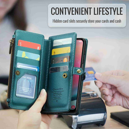 For Samsung Galaxy A24 CaseMe C36 Card Slots Zipper Wallet RFID Anti-theft Leather Phone Case(Blue-green) - Galaxy Phone Cases by CaseMe | Online Shopping South Africa | PMC Jewellery | Buy Now Pay Later Mobicred