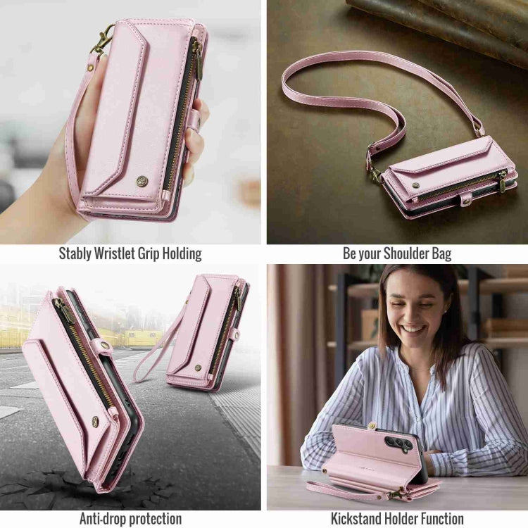 For Samsung Galaxy A24 CaseMe C36 Card Slots Zipper Wallet RFID Anti-theft Leather Phone Case(Pink) - Galaxy Phone Cases by CaseMe | Online Shopping South Africa | PMC Jewellery | Buy Now Pay Later Mobicred