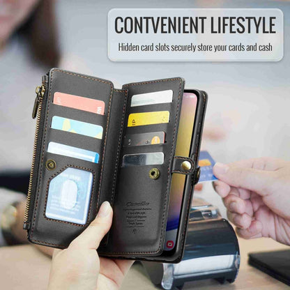 For Samsung Galaxy A25 CaseMe C36 Card Slots Zipper Wallet RFID Anti-theft Leather Phone Case(Black) - Galaxy Phone Cases by CaseMe | Online Shopping South Africa | PMC Jewellery | Buy Now Pay Later Mobicred