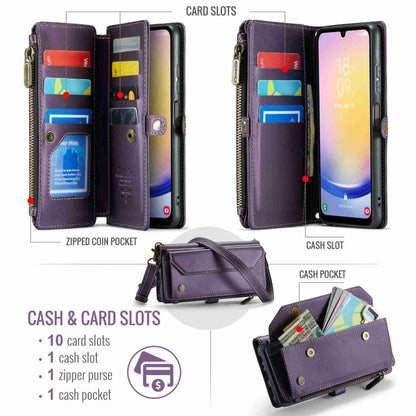 For Samsung Galaxy A25 CaseMe C36 Card Slots Zipper Wallet RFID Anti-theft Leather Phone Case(Purple) - Galaxy Phone Cases by CaseMe | Online Shopping South Africa | PMC Jewellery | Buy Now Pay Later Mobicred