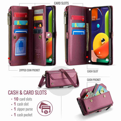 For Samsung Galaxy A30s / A50s / A50 CaseMe C36 Card Slots Zipper Wallet RFID Anti-theft Leather Phone Case(Wine Red) - Galaxy Phone Cases by CaseMe | Online Shopping South Africa | PMC Jewellery | Buy Now Pay Later Mobicred