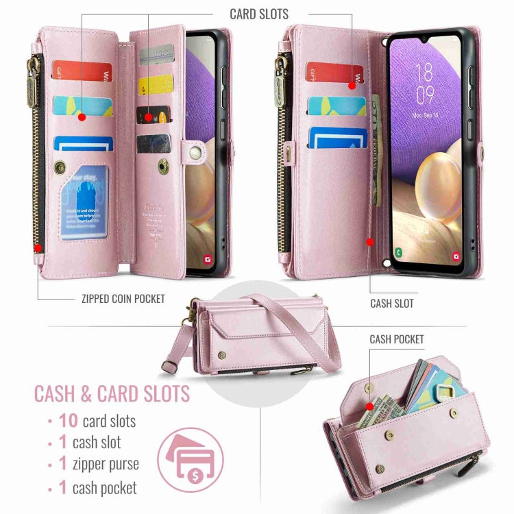 For Samsung Galaxy A32 5G CaseMe C36 Card Slots Zipper Wallet RFID Anti-theft Leather Phone Case(Pink) - Galaxy Phone Cases by CaseMe | Online Shopping South Africa | PMC Jewellery | Buy Now Pay Later Mobicred