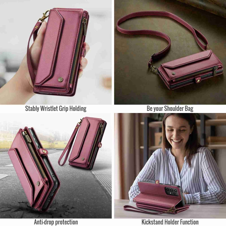 For Samsung Galaxy A33 5G CaseMe C36 Card Slots Zipper Wallet RFID Anti-theft Leather Phone Case(Wine Red) - Galaxy Phone Cases by CaseMe | Online Shopping South Africa | PMC Jewellery | Buy Now Pay Later Mobicred