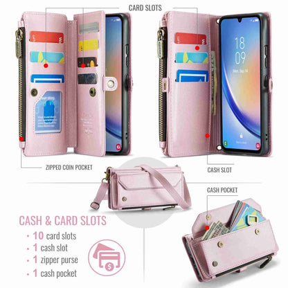 For Samsung Galaxy A34 5G CaseMe C36 Card Slots Zipper Wallet RFID Anti-theft Leather Phone Case(Pink) - Galaxy Phone Cases by CaseMe | Online Shopping South Africa | PMC Jewellery | Buy Now Pay Later Mobicred