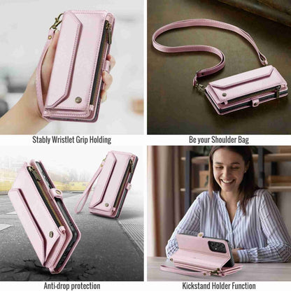 For Samsung Galaxy A52 / A52s 5G CaseMe C36 Card Slots Zipper Wallet RFID Anti-theft Leather Phone Case(Pink) - Galaxy Phone Cases by CaseMe | Online Shopping South Africa | PMC Jewellery | Buy Now Pay Later Mobicred