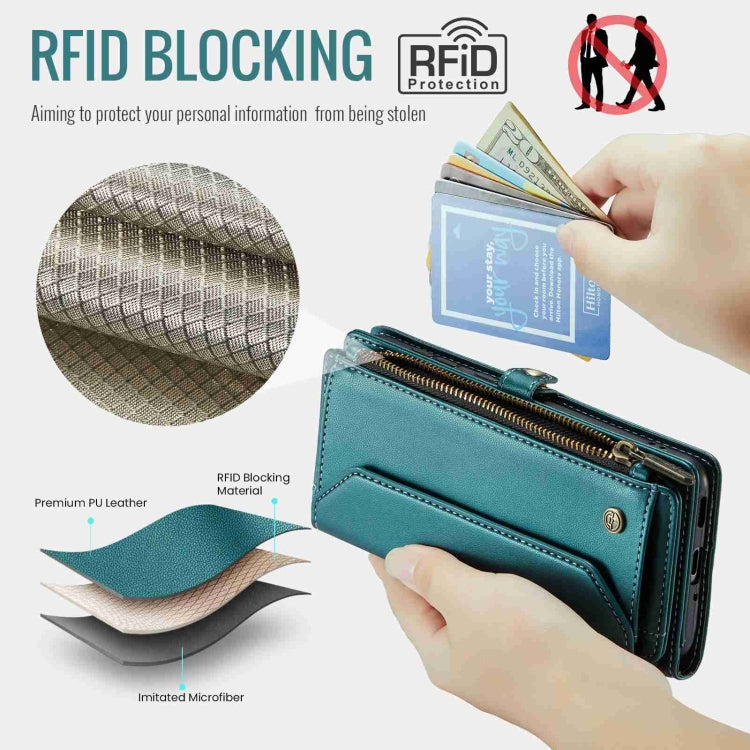 For Samsung Galaxy A53 5G CaseMe C36 Card Slots Zipper Wallet RFID Anti-theft Leather Phone Case(Blue-green) - Galaxy Phone Cases by CaseMe | Online Shopping South Africa | PMC Jewellery | Buy Now Pay Later Mobicred