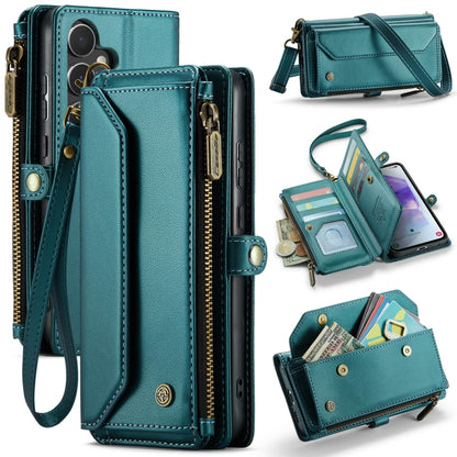 For Samsung Galaxy A55 5G CaseMe C36 Card Slots Zipper Wallet RFID Anti-theft Leather Phone Case(Blue-green) - Galaxy Phone Cases by CaseMe | Online Shopping South Africa | PMC Jewellery | Buy Now Pay Later Mobicred