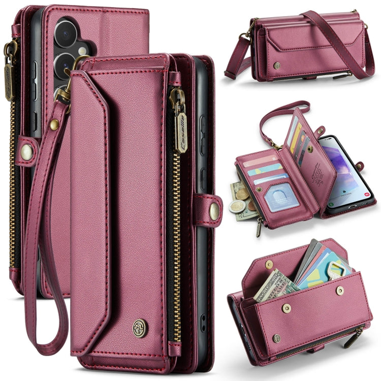 For Samsung Galaxy A55 5G CaseMe C36 Card Slots Zipper Wallet RFID Anti-theft Leather Phone Case(Wine Red) - Galaxy Phone Cases by CaseMe | Online Shopping South Africa | PMC Jewellery | Buy Now Pay Later Mobicred