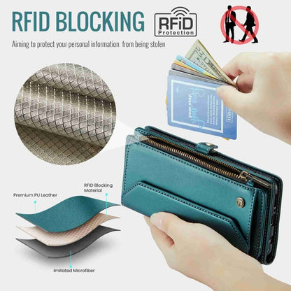 For Samsung Galaxy A71 4G CaseMe C36 Card Slots Zipper Wallet RFID Anti-theft Leather Phone Case(Blue-green) - Galaxy Phone Cases by CaseMe | Online Shopping South Africa | PMC Jewellery | Buy Now Pay Later Mobicred