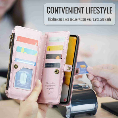 For Samsung Galaxy A72 CaseMe C36 Card Slots Zipper Wallet RFID Anti-theft Leather Phone Case(Pink) - Galaxy Phone Cases by CaseMe | Online Shopping South Africa | PMC Jewellery | Buy Now Pay Later Mobicred