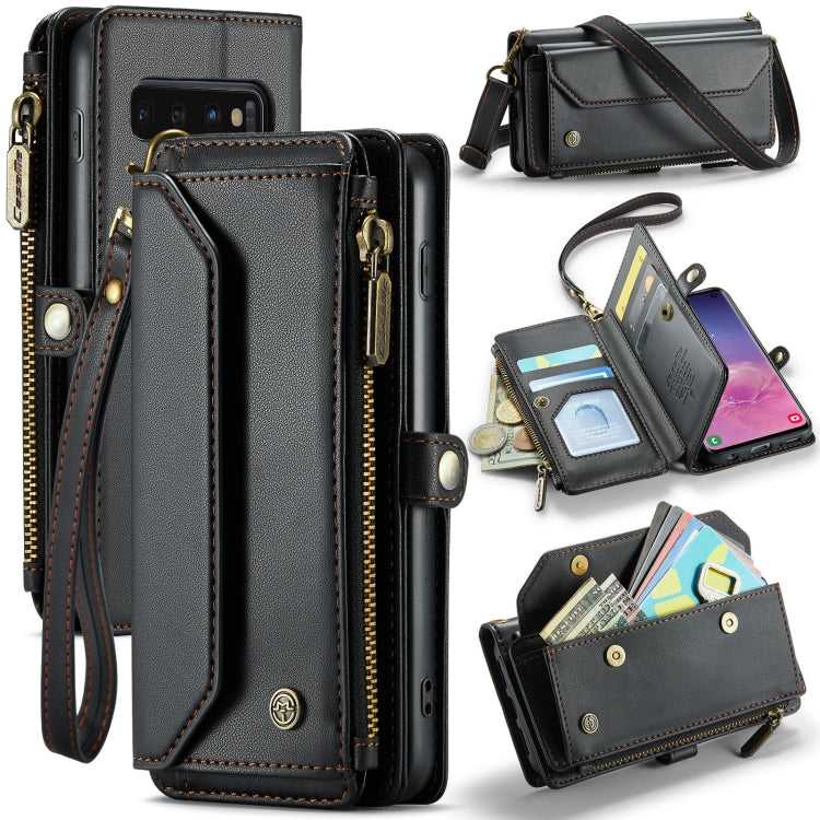 For Samsung Galaxy S10 CaseMe C36 Card Slots Zipper Wallet RFID Anti-theft Leather Phone Case(Black) - Galaxy Phone Cases by CaseMe | Online Shopping South Africa | PMC Jewellery | Buy Now Pay Later Mobicred