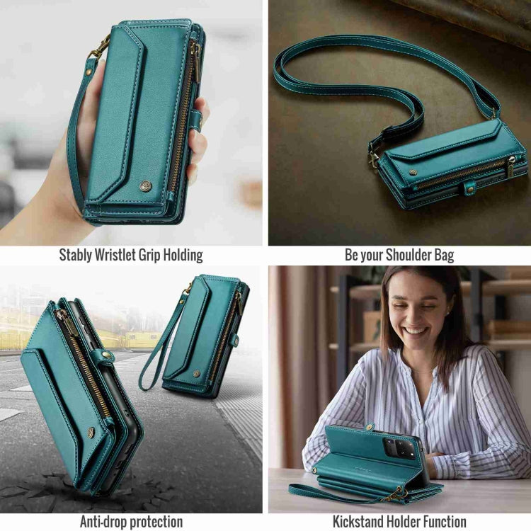 For Samsung Galaxy S20 Ultra CaseMe C36 Card Slots Zipper Wallet RFID Anti-theft Leather Phone Case(Blue-green) - Galaxy Phone Cases by CaseMe | Online Shopping South Africa | PMC Jewellery | Buy Now Pay Later Mobicred