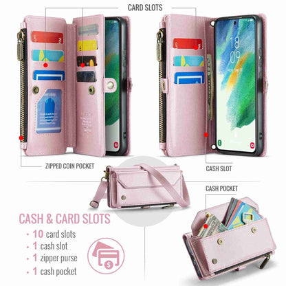 For Samsung Galaxy S21 FE 5G CaseMe C36 Card Slots Zipper Wallet RFID Anti-theft Leather Phone Case(Pink) - Galaxy Phone Cases by CaseMe | Online Shopping South Africa | PMC Jewellery | Buy Now Pay Later Mobicred