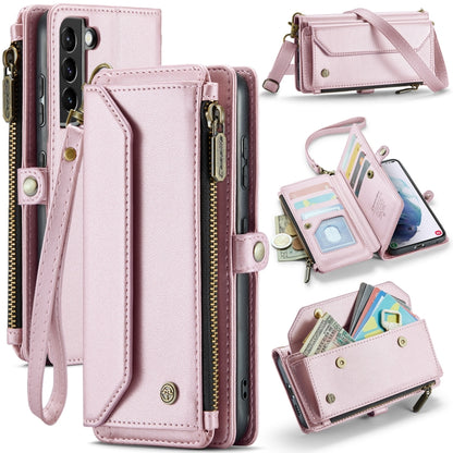 For Samsung Galaxy S21+ 5G CaseMe C36 Card Slots Zipper Wallet RFID Anti-theft Leather Phone Case(Pink) - Galaxy S21+ 5G Cases by CaseMe | Online Shopping South Africa | PMC Jewellery | Buy Now Pay Later Mobicred